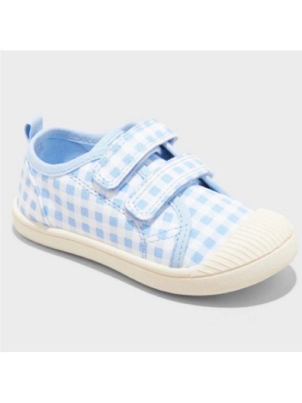 Kids Blue Gingham Velcro Canvas Sneakers